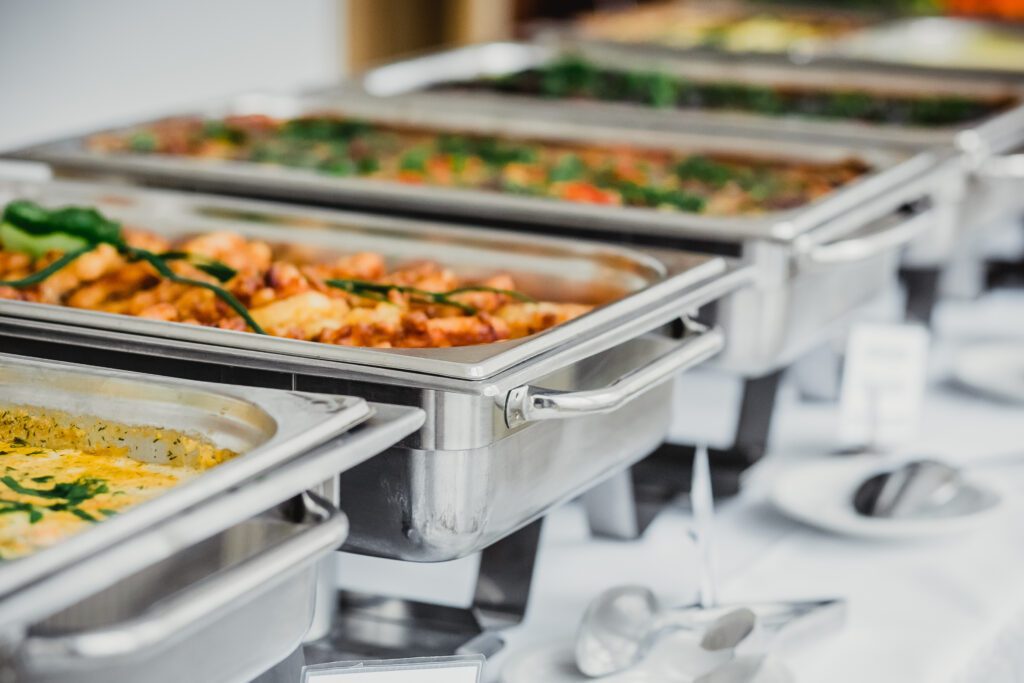 trays of catered food